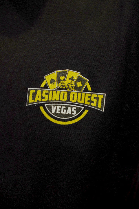 Slim Fit Sparkling Gold Logo Black Casino Quest T-Shirt