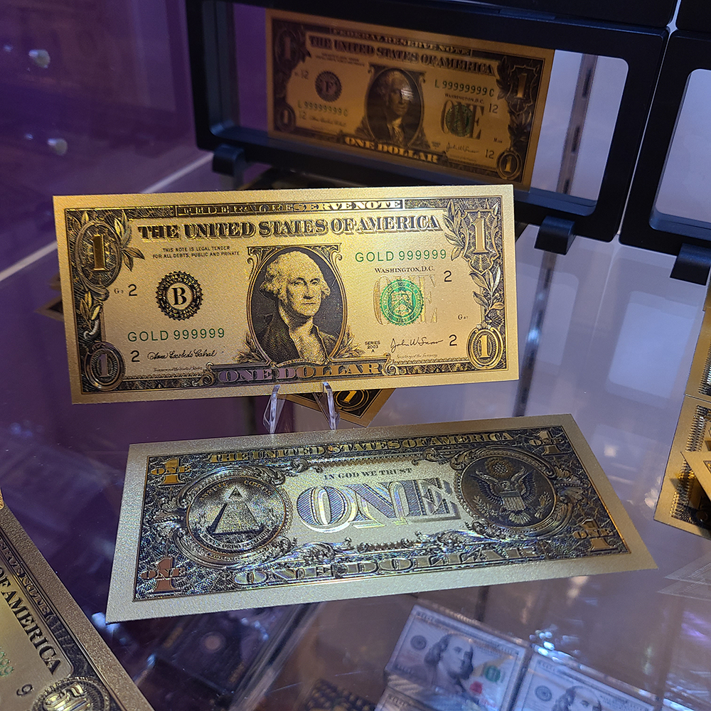 24K Gold Foil $1 US Bill Decorative