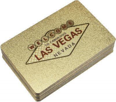 Las Vegas Sign Foil Plastic Playing Cards (Gold & Black) - Gold