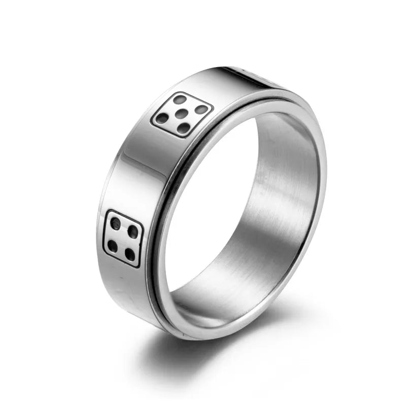 Silver Spinning Dice Ring